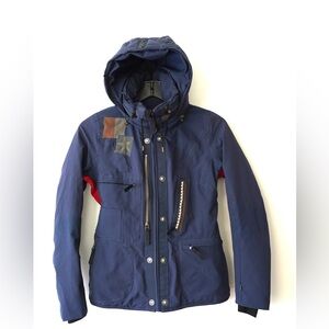 Hell Is For Heroes Womens Down Jacket Size Medium Black Blue Hood Puffers